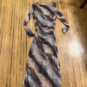 Madison Blue and Brown Long Sleeve Dress
